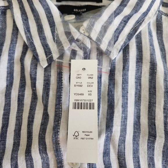 J. Crew Women's Capitaine shirt in striped Baird McNutt Irish linen Size XS - Picture 3 of 8